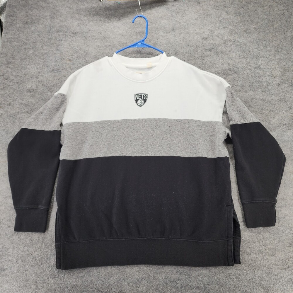 Brooklyn Nets Sweatshirt Mens Medium Long Sleeve Tailgate Black White